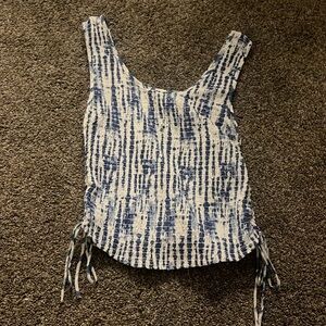 cute blue and white patterned top